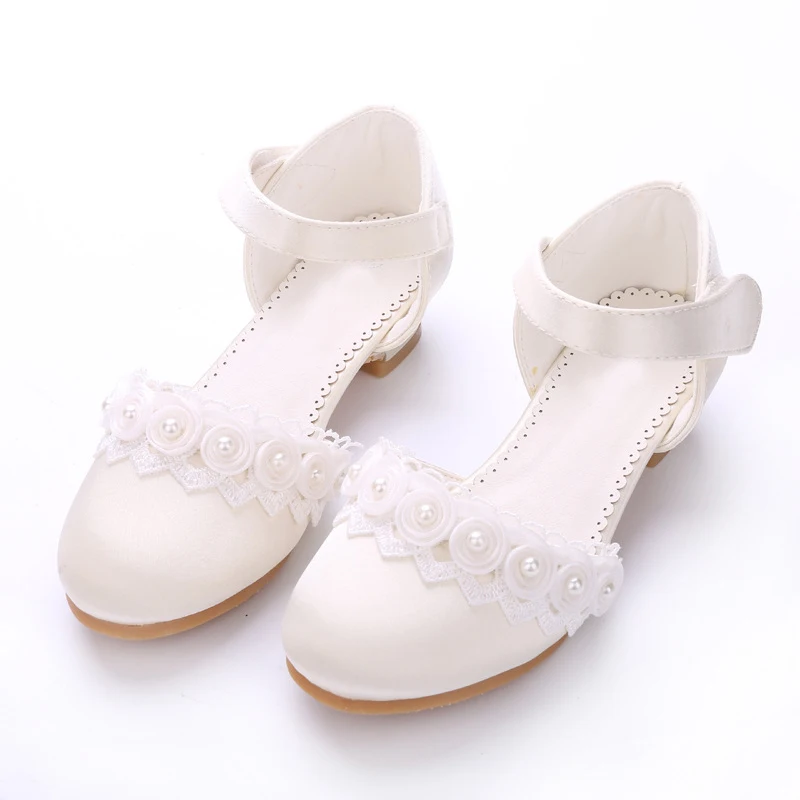 

School Soft Soled Kids Flower Princess Children Shoes Girls Sandals Comfortable PU Shoes for Dance Wedding Party Baby Shoes