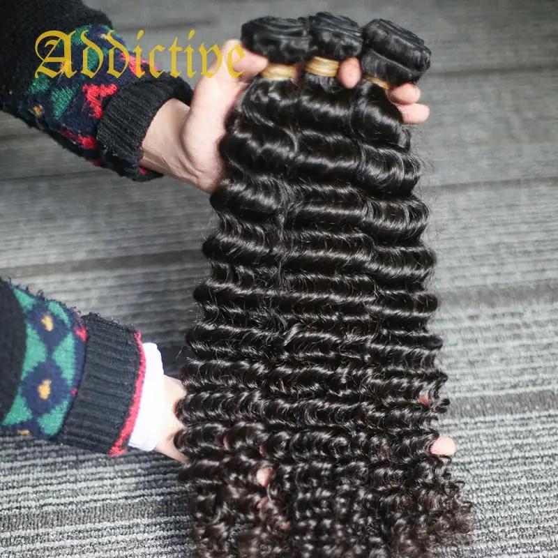 

Addictive Factory Top Quality Human Hair Bundles Brazilian Remy 100 Human Hair Deep Wave Bundle Extensions