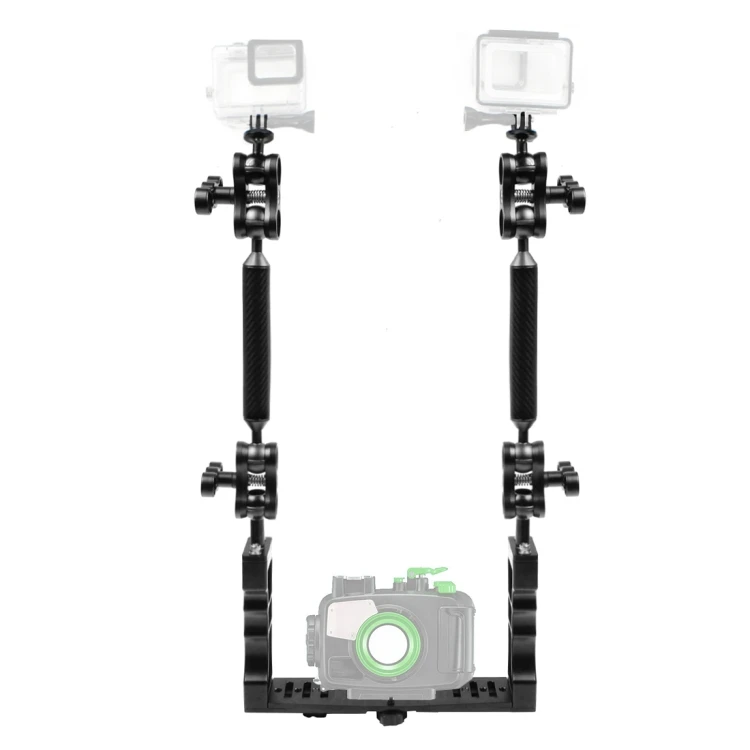 

Dropshipping Dual Handles Diving Tray Stabilizer with 4 Dual Ball Clamp 2 Floating Arm for Underwater Camera Housings