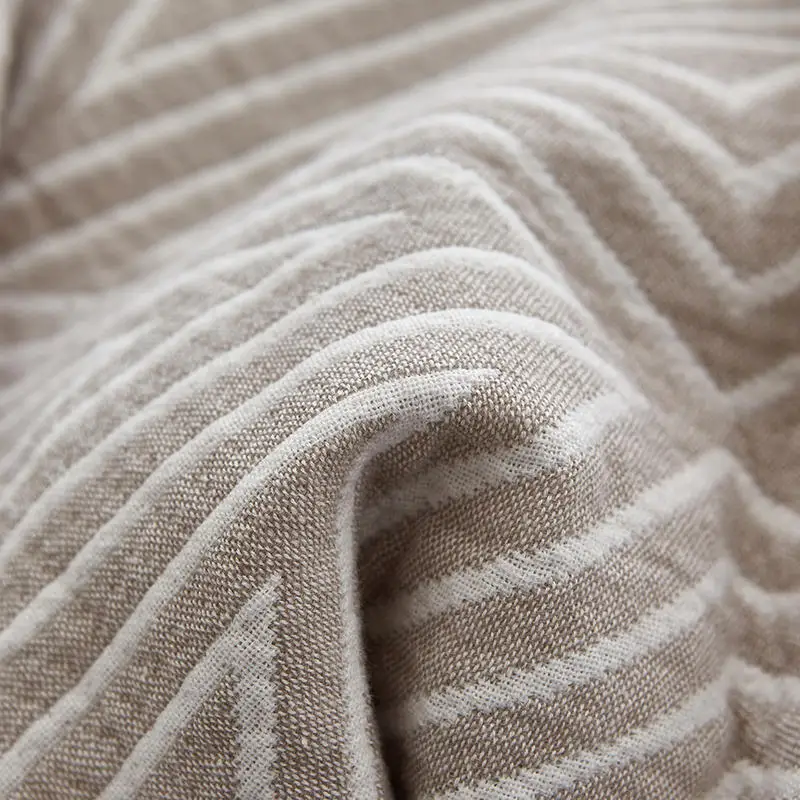 Cozy Soft Multilayer Gauze Blanket 100 Cotton Yarn Dyed Thin Quilt