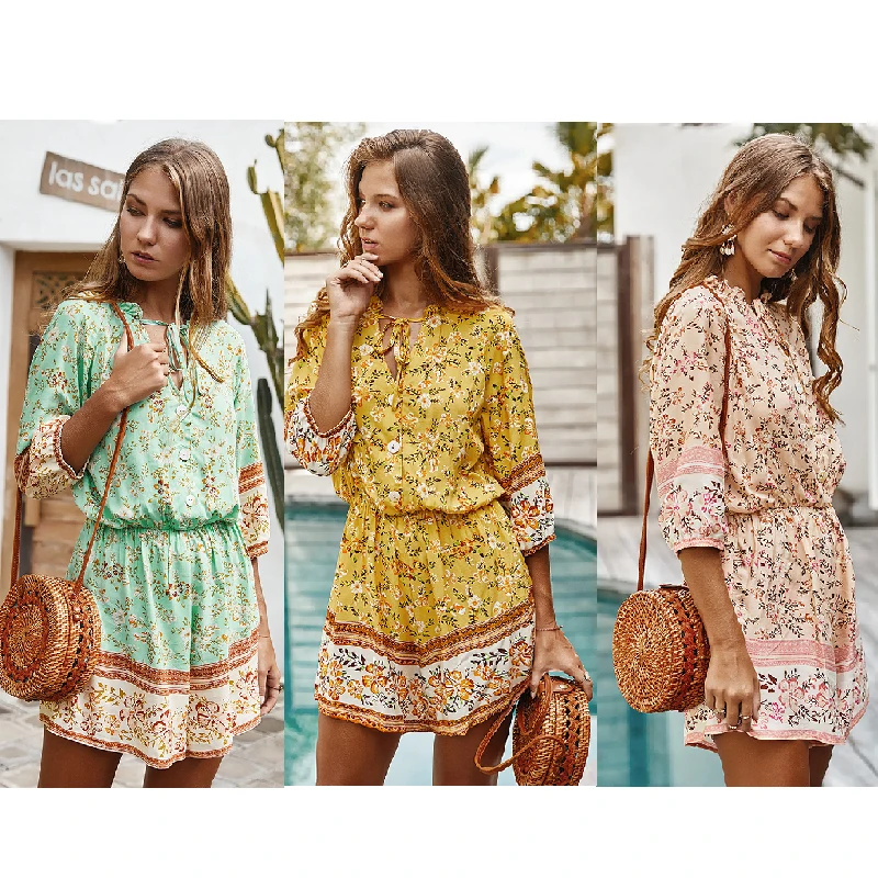 

2021 New Arrivals Women Jumpsuit Floral Shorts Jumpsuits for Woman Casual Summer Jumpsuit
