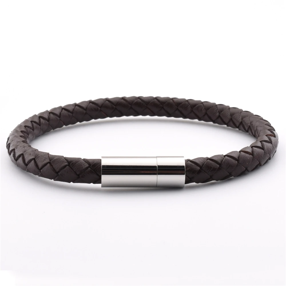 

New Design Wholesale Custom Jewelry Clasp Handmade 6Mm Brown Leather Bracelets Customized