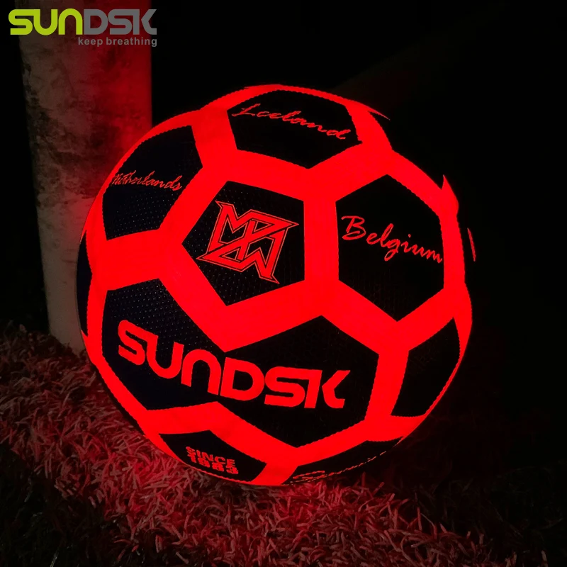 

Size 5 luminous light up glow in the dark LED rubber soccer ball, Customize color