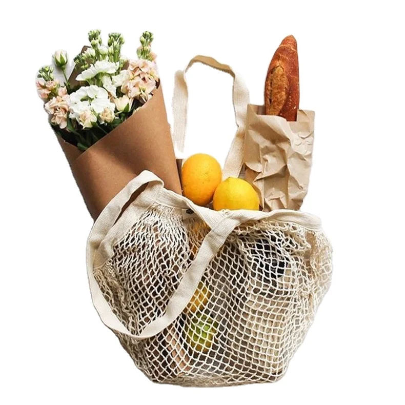 

100% organic eco friendly shopping mesh cotton net bag, Customized color