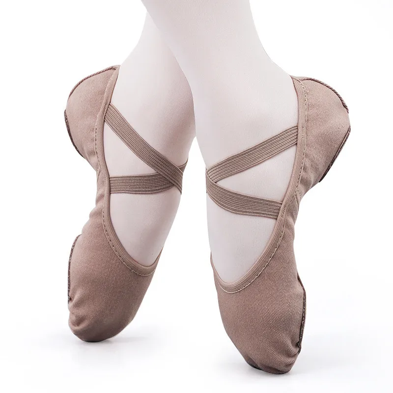 

Wholesale OEM Pink Black Tan Brown Foldable disposable dance shoes Cheap Girls Stretch Canvas Dance Ballet Shoes For women