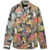 high quality button fly two patch pockets curved hem floral shirt for men