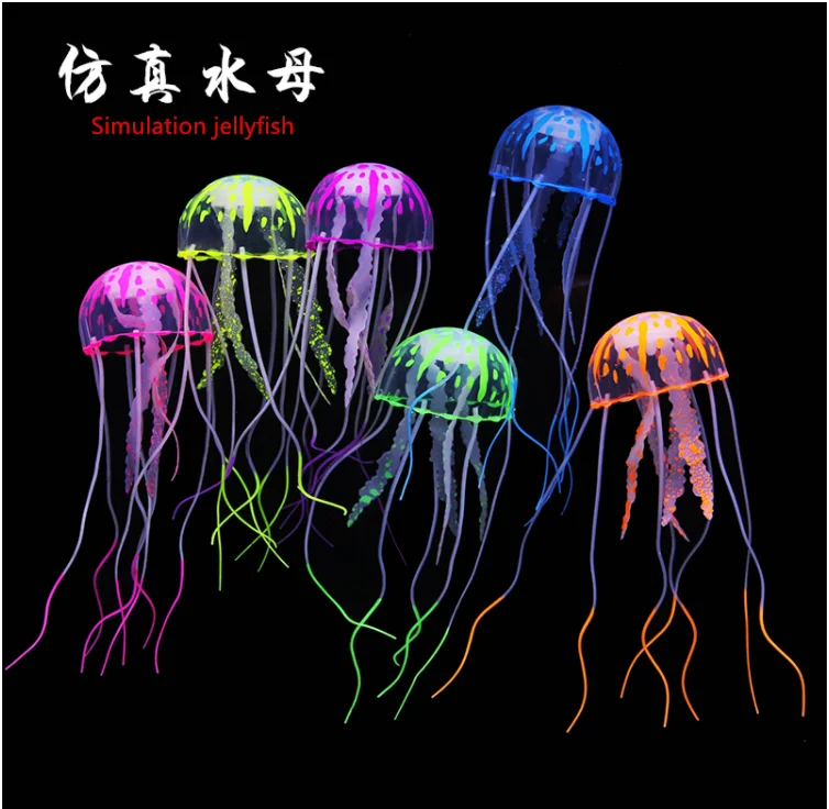 

Soft creative luminous silicone jellyfish for aquarium landscape decoration, As the picture