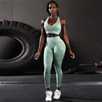 

Hot Sale Gym Fitness Clothing Cross Back Sport Bra Long Pants Breathable Gym Yoga Sets Camouflage Womens Yoga Sets