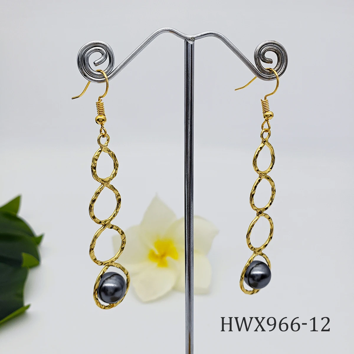 

Hawaii Mother of Pearl Flower Earrings Women Jewelry Hawaiian Jewelry Long Drop Earring