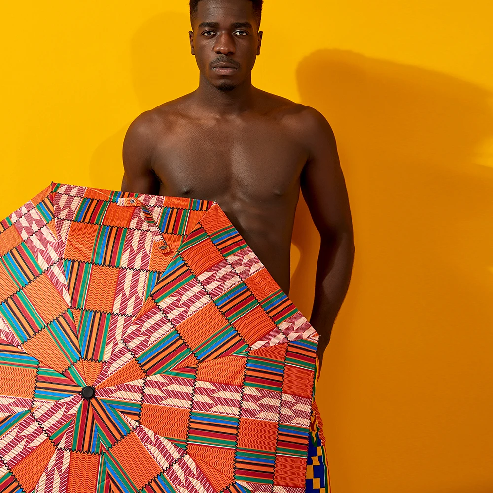 

fashion automatic folding umbrella African print UV resistant umbrella kente umbrella, Multi-colors