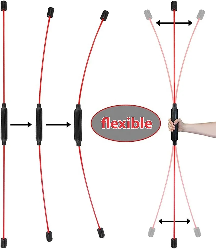 

Flexi Fitness Elastic Rod Liss Swing Stick Flexi Muscle Vibration Bar Fitness Elastic Stick Training Elastic Rod, Red and black