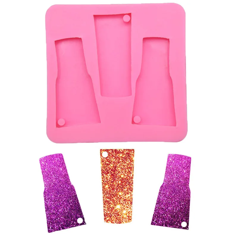 

3-hole Wine Bottle Keychain Shape DIY Mold, Aromatherapy Car Pendant Fondant Cake, Epoxy Silicone Mold Molds for Chcolate