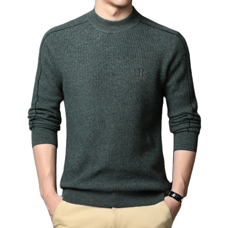 

Men's Essential Casual Crew Neck 100% Pure Wool Classic Designed Ribbed Knitted Pullover Sweaters