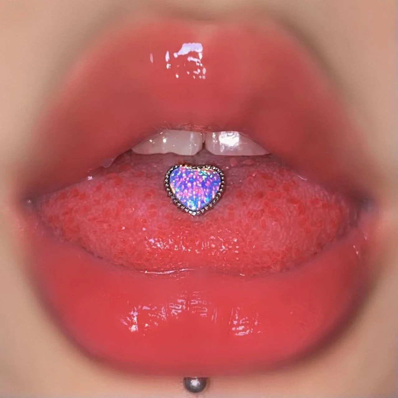 

Gaby new tongue barbell 316L surgical steel tongue piercing rings opal heart tongue piercing wholesale body jewelry