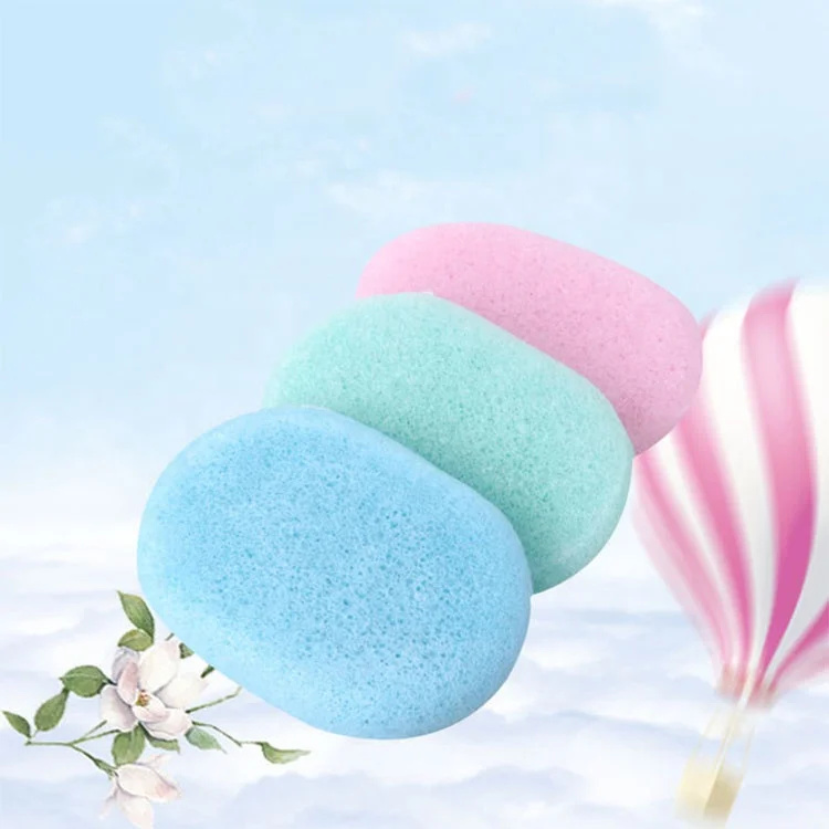 

OEM Oval Facial Konjac Sponge Puff Natural Organic Facial Cleaning Sponge, Pink, yellow, blue, orange, customized