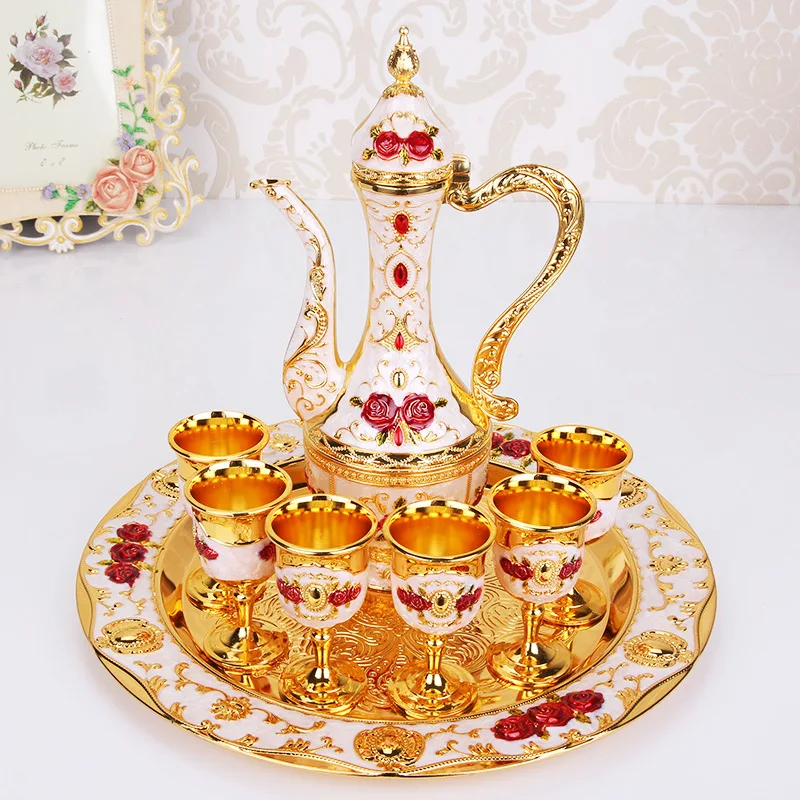 

islamic gift ramadan souvenir Dubai vintage zinc alloy tea cup zemzem set with saucer, Color