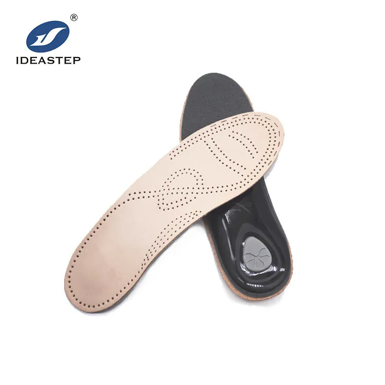 

Ideastep breathable perforated genuine leather heel and met pad semi-rigid arch support shoe insole for office workers, Beige