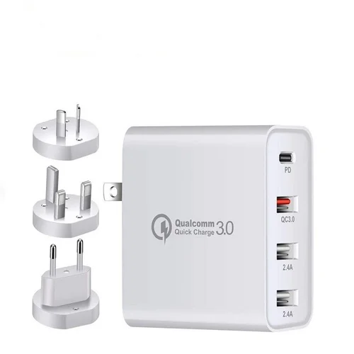 

Qualcomm quick charge PD USB-C power adapter Carregador Celular 4 port USB wall charger US plug phone charger, White/black