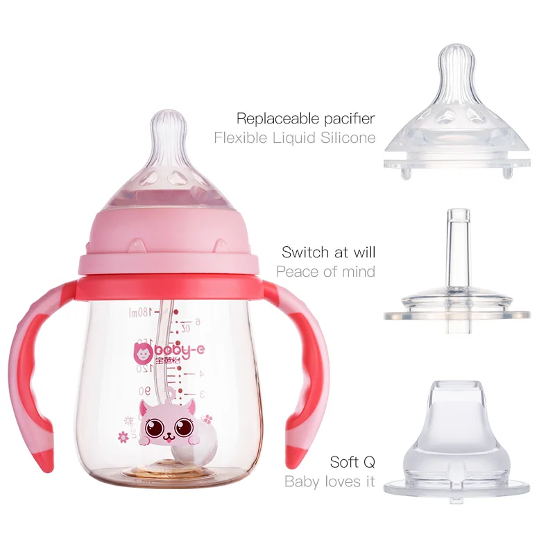
Hot Selling 360 Degree Gravity Ball Drinking Straw PPSU Anti - Falling wide - caliber breast feeding baby bottles 