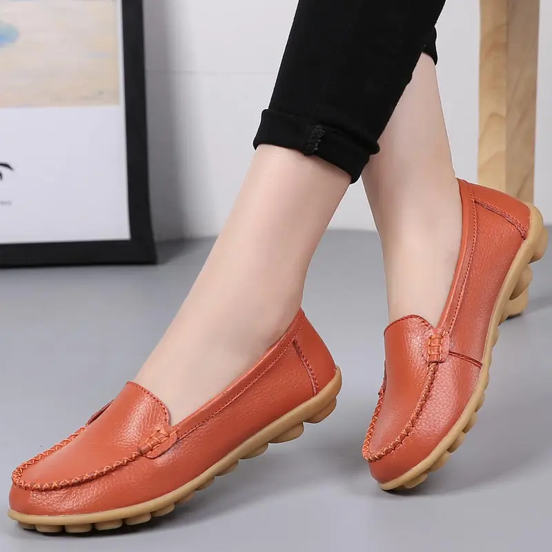 

Hot selling wholesale cheap soft-soled non-slip nurse shoes women leather fashion ladies flat shoes