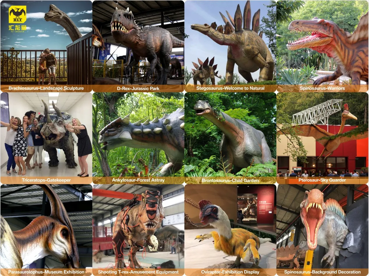 Outdoor animatronic hadrosaurus statue for theme park