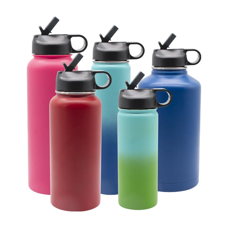 

32oz Reusable Drink Sport Flask Water Bottles Double Wall Insulated Stainless Steel Water Bottle with Custom Logo Straw, Customized color