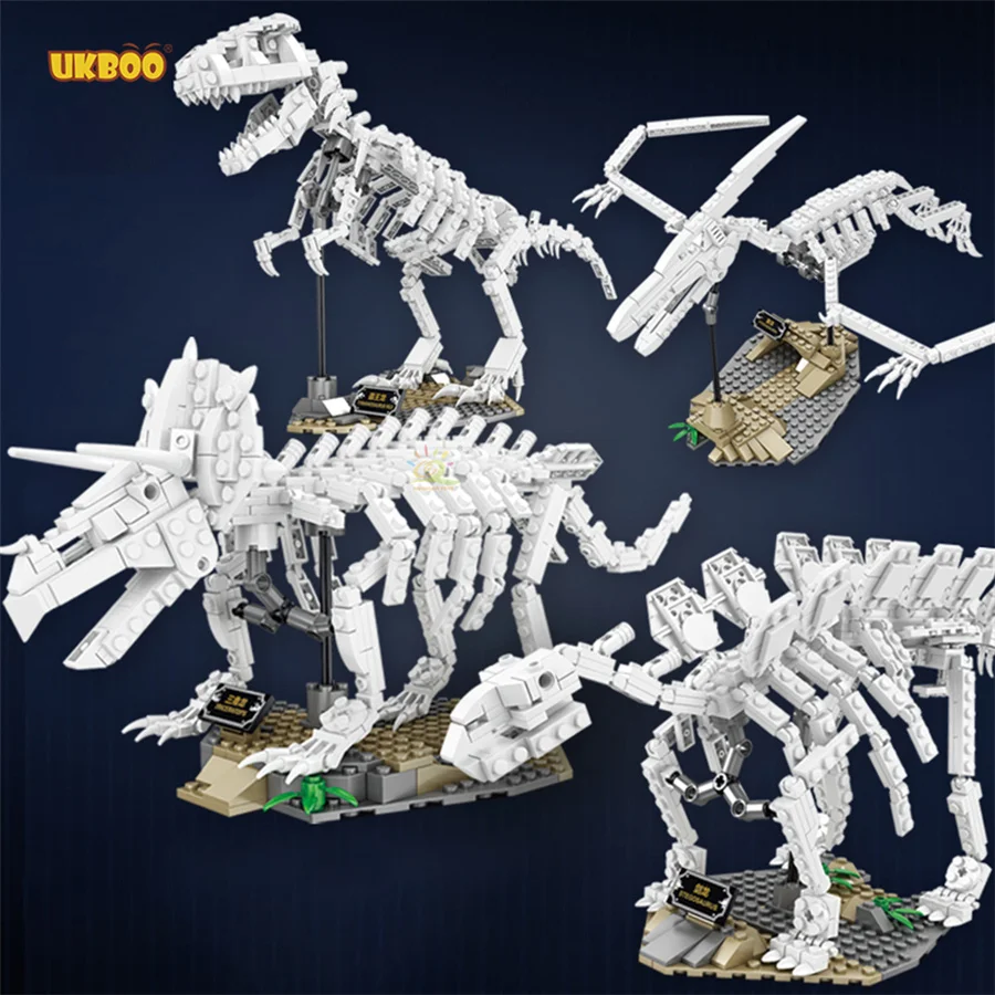 

Free Shipping UKBOO Ideas Tyrannosaurus Rex Triceratops Dinosaur Fossils Museum Building Blocks Bricks Toys For Children Gifts