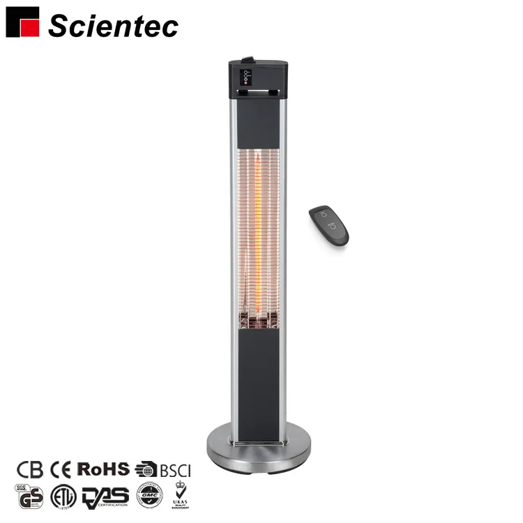 

Remote Control 1600W Stand Infrared Floor Aluminium Standing Patio Heater, Silver