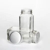 

Wholesale 4oz Clear Square Glass Spice Jar For Salt Pepper Container With Metal Closure