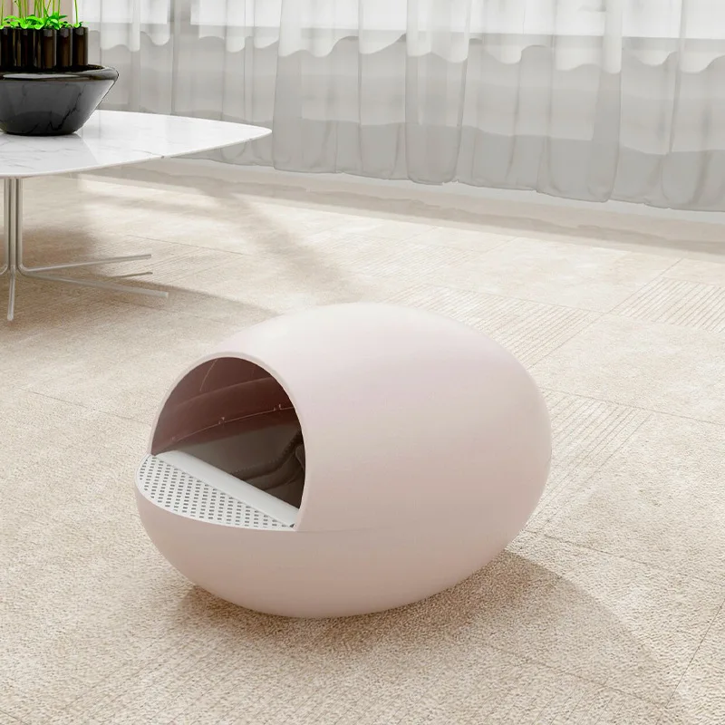 Eggs Pink Smart Cat Litter Box Semiclosed Cute Auto Waterproof