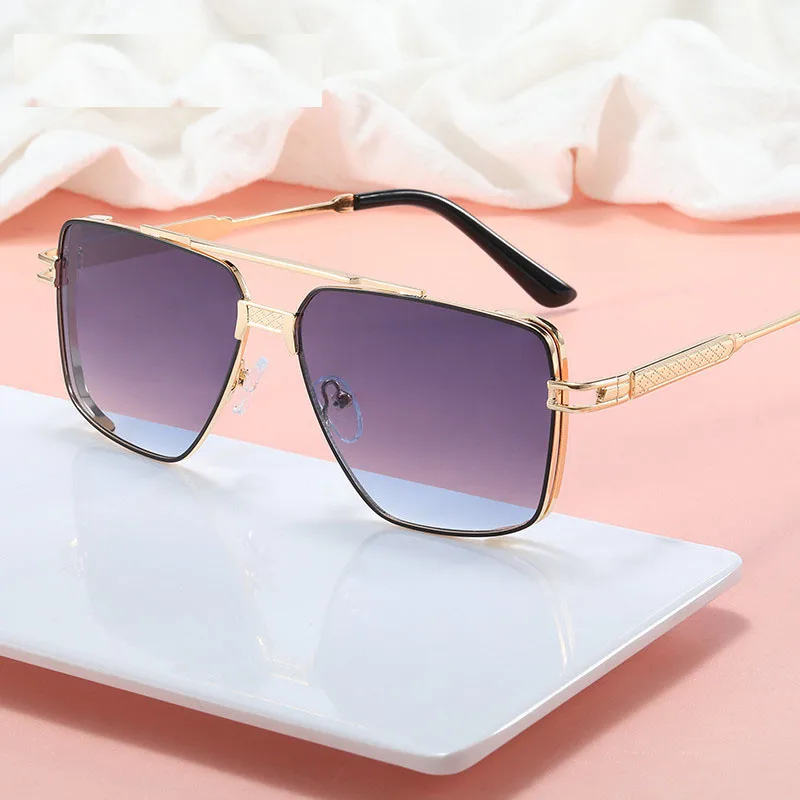 

Square New Trendy Women Oversized Sun Glasses Custom Logo Metal Sunglasses Men Sunglass Styles