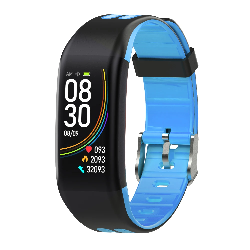 

Wholesale manufacturer waterproof touchscreen Body Temperature female male Black Blue sport fitness band smart bracelet watch