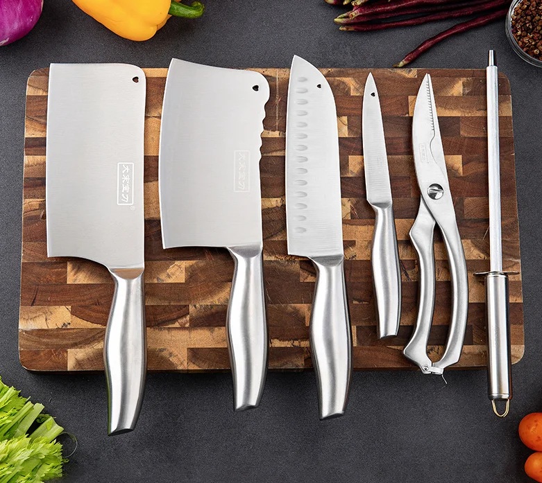 

YangJiang Knife Set 5cr15 Stainless Steel Chef Cooking Kitchen Knives 6pcs Kitchen Knifes, Sliver/custom color