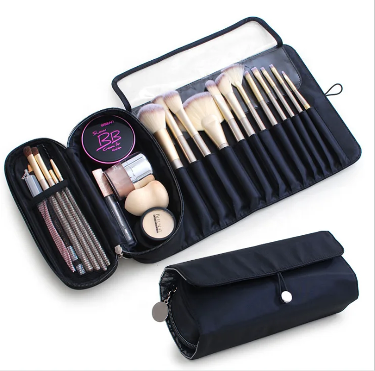 

New design women makeup brush bag portable roll organizer cosmetic pouch bag multifunction foldable ladies beauty makeup bag