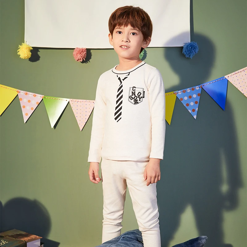 

Fashion Wholesale 3-11 Years Long Sleeve Knitted Korean Pajamas Set For Kids Boys