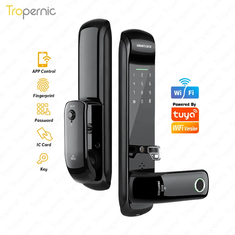 

Tropernic Tuya Smart Home Digital Keypad Door Lock Biometric Fingerprint Intelligent Digital Push Pull Smart Door Lock