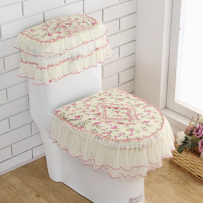 Bathroom 3 Pieces Closestool Cover Tank Cover Toilet Seat Cover And Rug