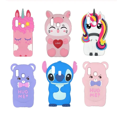 

New Cute 3D Cartoon Bow tie bear Stitch pig Cat unicorn horse Soft Silicone phone Cover Case For Samsung Galaxy a10 A20 A30 A50