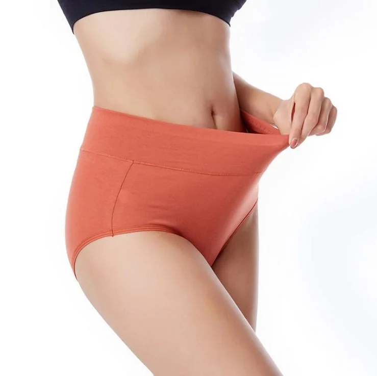 

100% Pure Cotton Breathable High-rise Plus Size Anti-bacterial Woman Briefs Panties