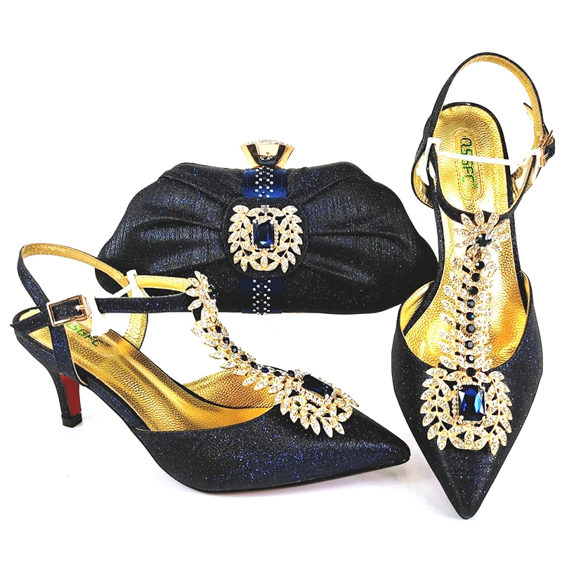 

2019 wedding party mirefeel African fashion Women High Heels italian shoes and bag set