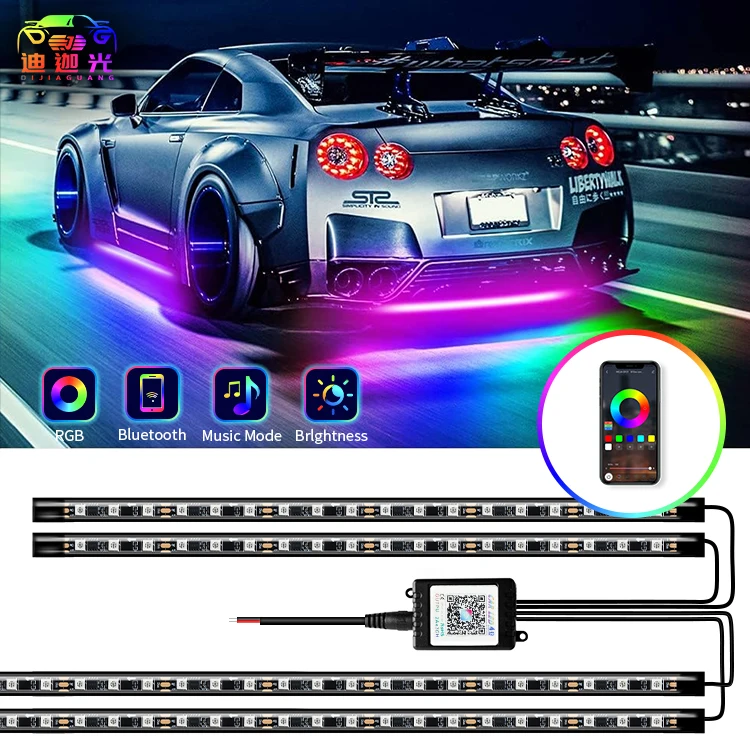 

Wholesale Waterproof IP68 Under Glow RGBIC Music Sync Car Underbody Dreamcolor Flowing Exterior Neon Led Underglow Light Kit