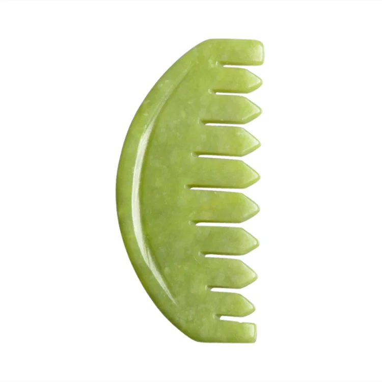 

Clean facial skin Xiu Yan jade guasha green stone comb effective facial massage green xiuyan jade gua sha face comb