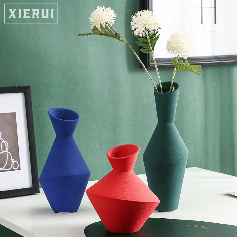 

Amazon hot unique table colorful nordic ins style vase for home decor modern luxury creative simple Morandi ceramic flower vases, As shown