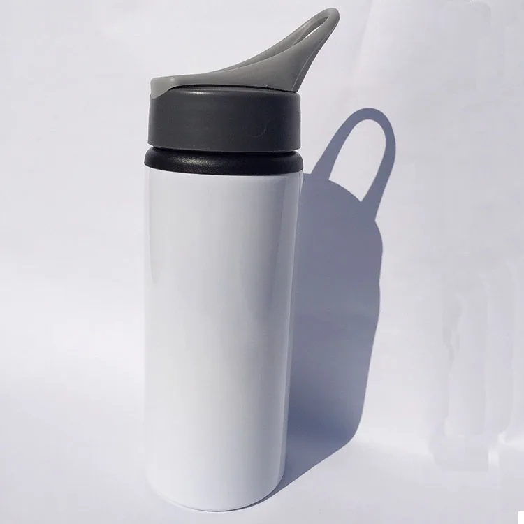 

Wholesale Custom 600ml Aluminum white sublimation blank water bottle with straw lid