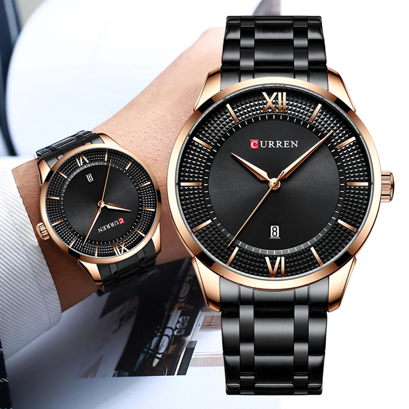 

CURREN 8356 Luxury business quartz watches mens clock stainless steel fashion wristwatches men designers watch relogio masculino