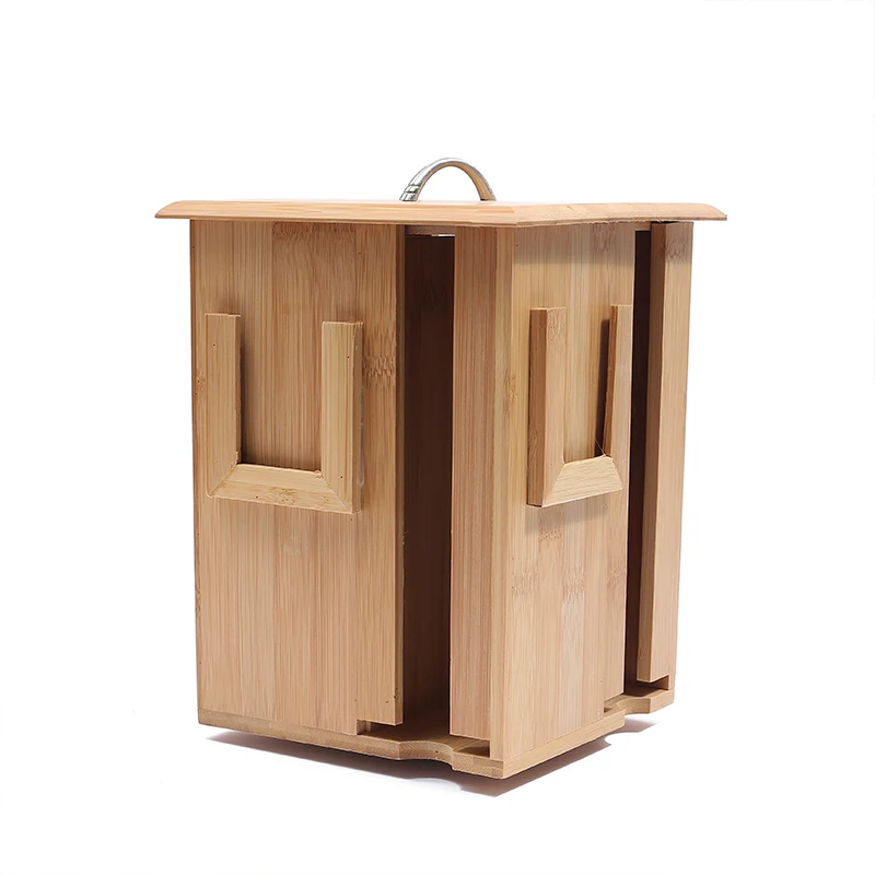 

Wholesale Custom Natural Bamboo Tea Display Box Storage rack 4 Compartment Wooden Teabag Holder revolving tea bag organizer -