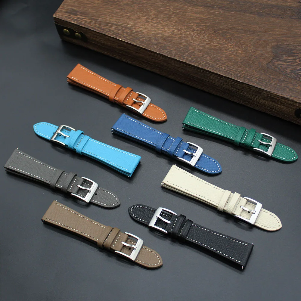 

Hand-Made Palm Pattern Leather Watch Band Epsom Top Layer Calfskin Leather 20 22mm Tapered Heritage Antique Watch Strap