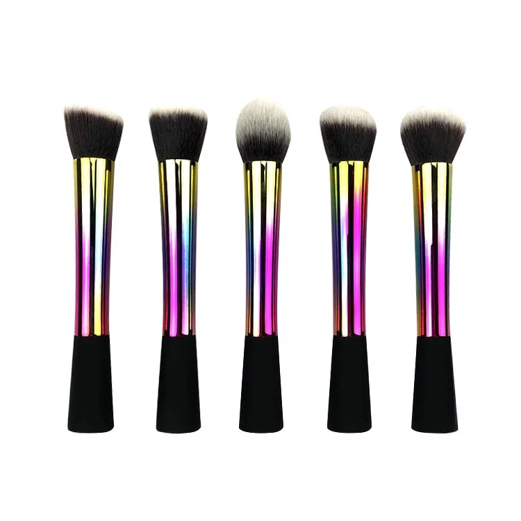 

Hot selling 5 colorful Make Up Brushes with small waist design Makeup Brushes Set Can Printable logo, As picture