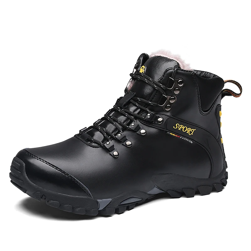 

Men Hiking Shoes Winter Mountain Climbing Trekking Shoes Top Quality Outdoor Fashion Casual Snow Boots Men's Trekking Sneakers, Black