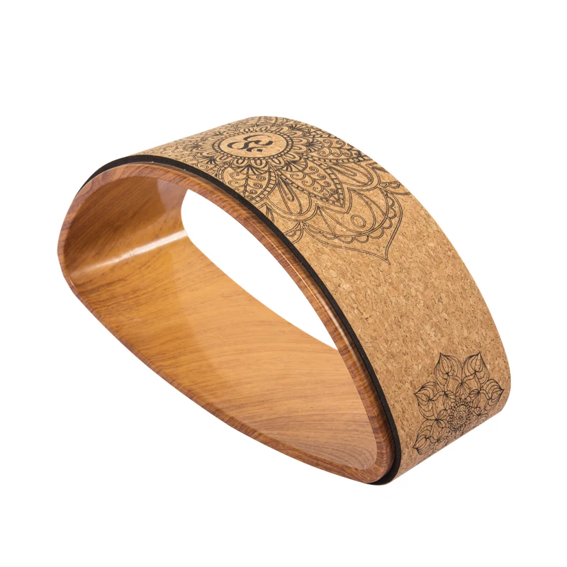 

Back Training Two Tone Natural Cork Wooden Half Yoga Wheel, Customized